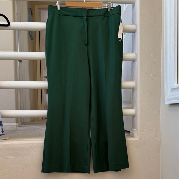 Rebecca Taylor Green Twill Flare Pants SZ 16 NWT - Picture 1 of 6